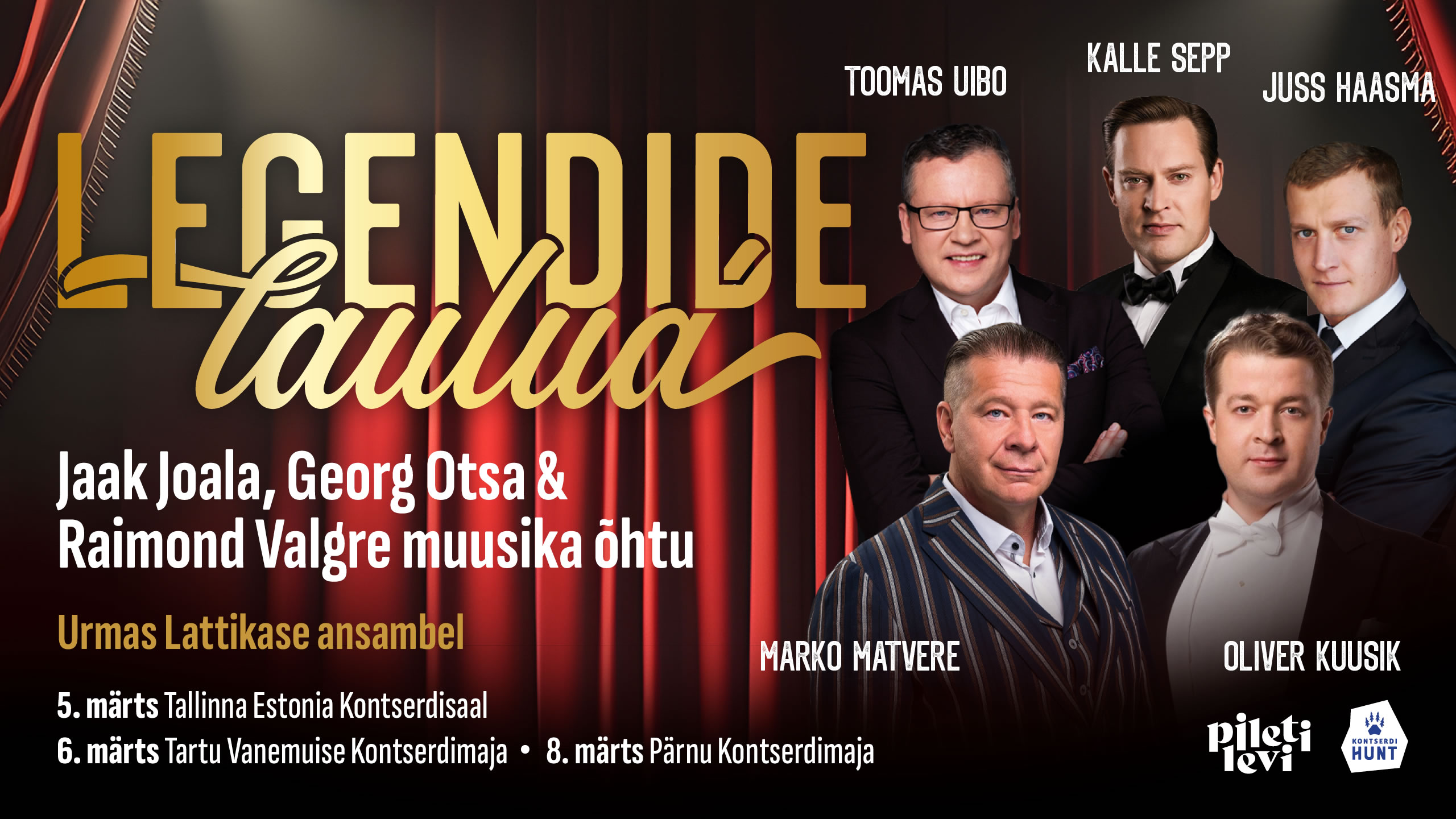 LEGENDIDE LAULUD - Jaak Joala, Georg Otsa & Raimond Valgre muusika õhtu